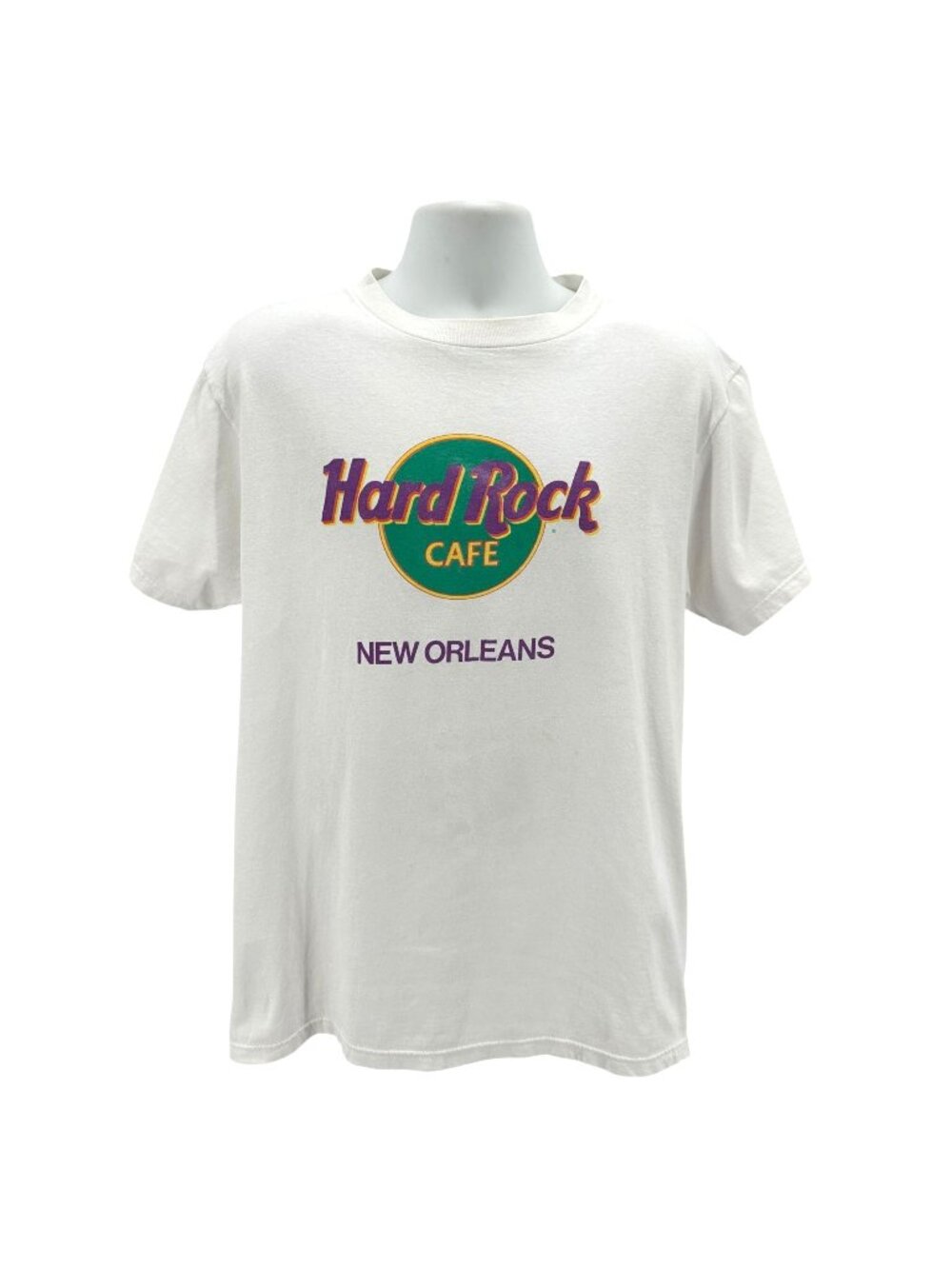 Vintage Hard Rock Cafe Adult Large Shirt New Orleans Mardi Gras Colors White